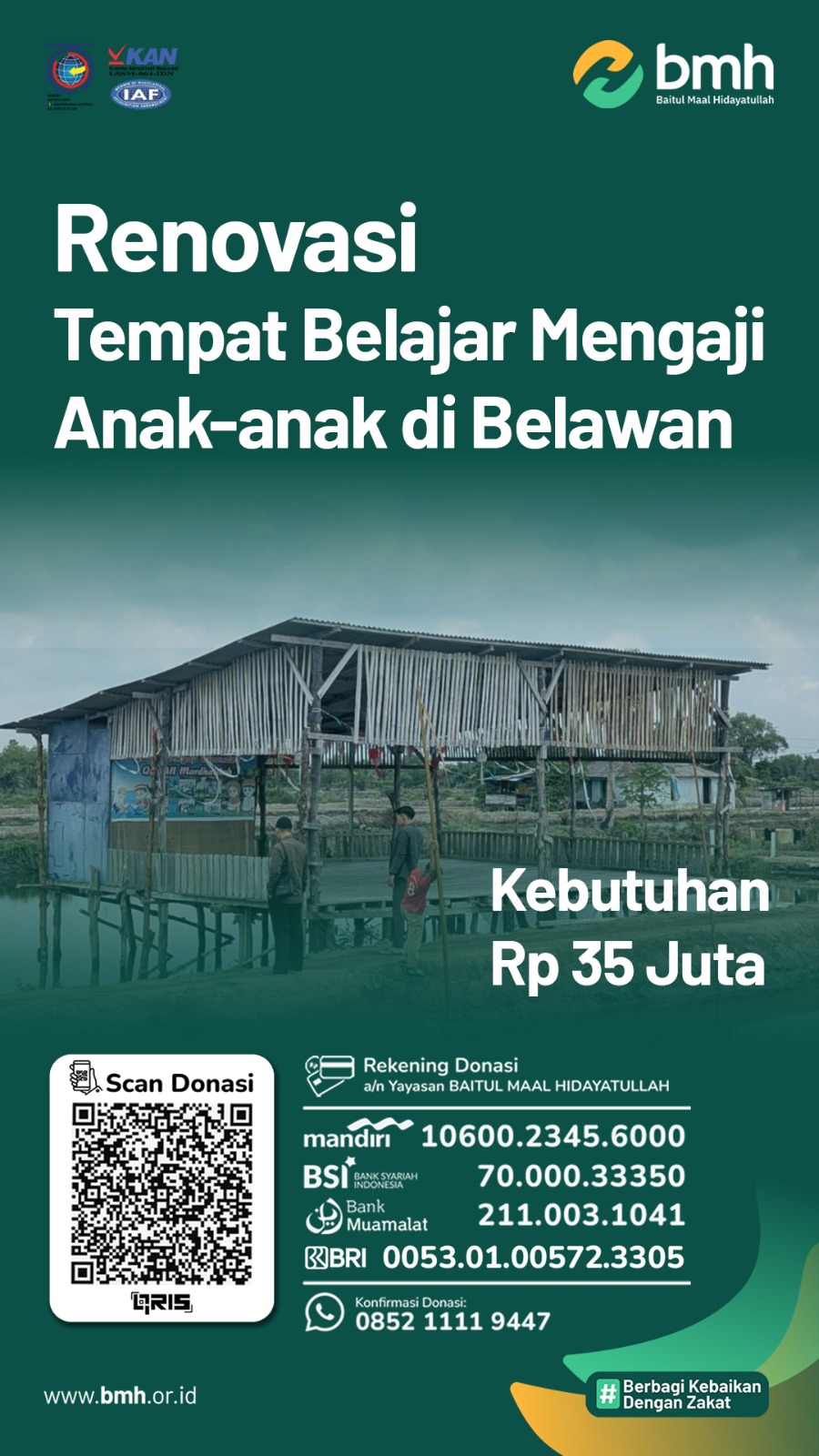 MAU ROBOH !!! Mari kita bantu renovasi rumah qur'an diatas tambak ikan - BMH Sumut